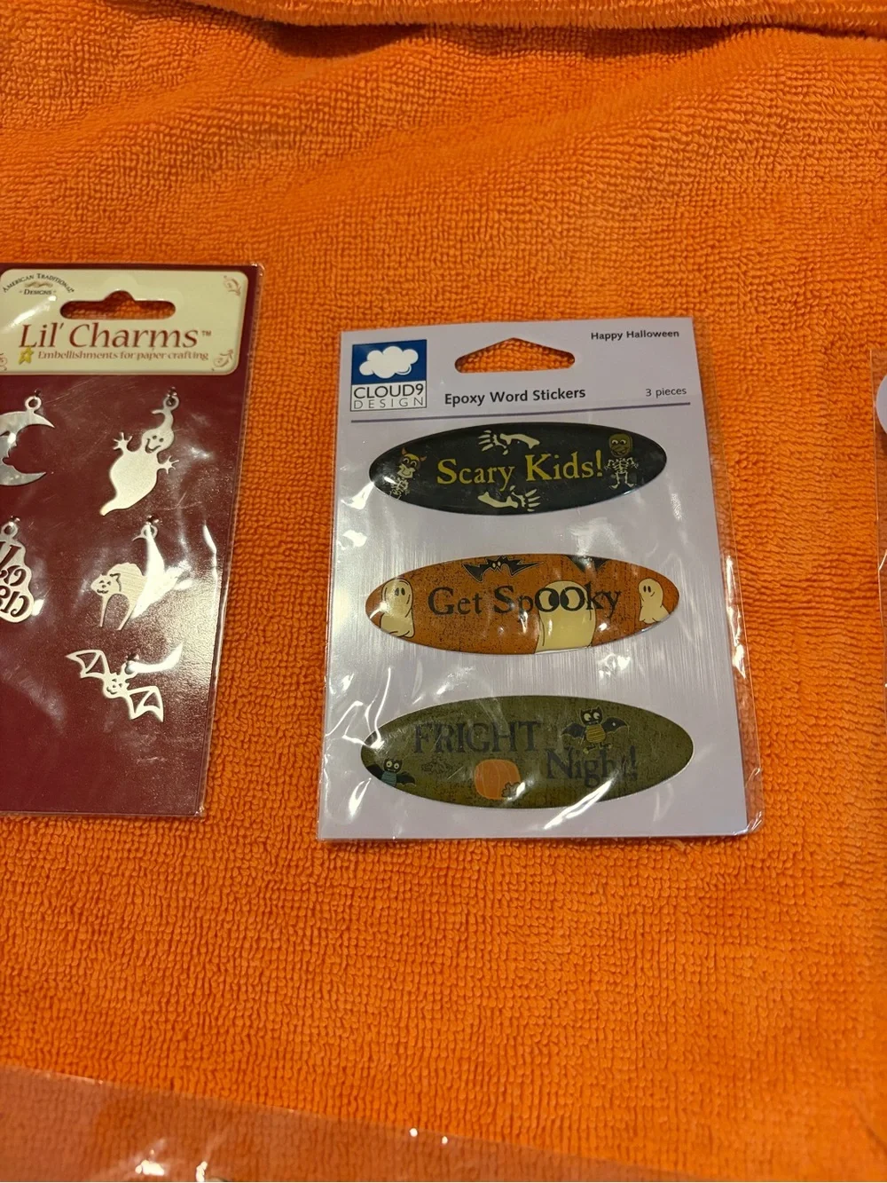 Halloween lot of 13 sealed NEW pkg’sassorted Party Craft Embellishments - Orange